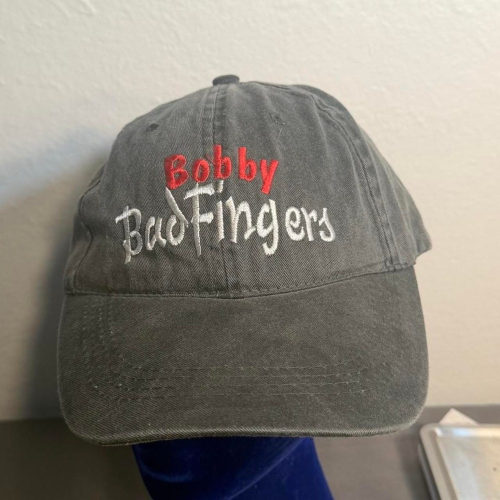 Bobby Bad Fingers gray baseball cap with embroidered logo